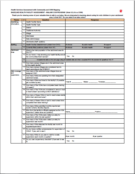 Health Services Assessment with Community CHW Mapping - (Save the